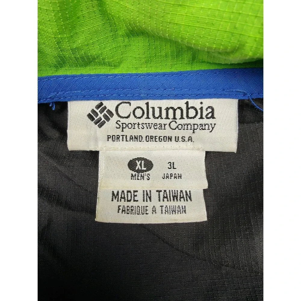 Vintage Columbia Jacket‎ Mens XL Black Blue Green 1/4 Zip Windbreaker 90s